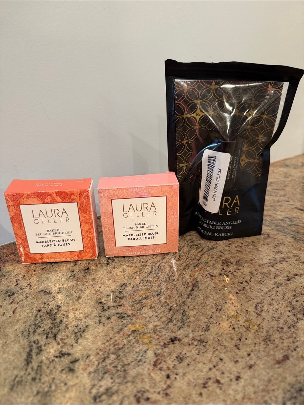 Laura Geller Marbleized Blush Duo with Angled Kabuki Brush NIB